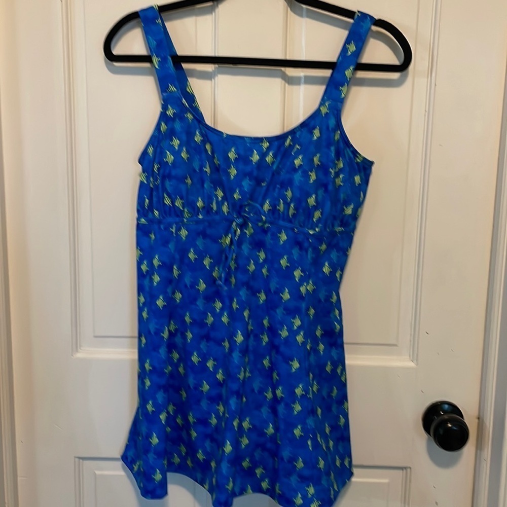 Vintage It Figures Slender Thighs‎  Blue One Piece Swimsuit size 16W